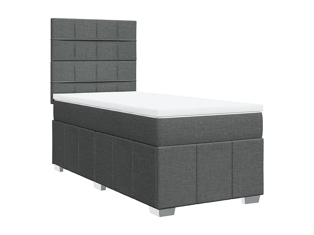Cama com molas/colchão 90x190 cm tecido cinza-escuro em Pinho Natural