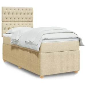 Cama com molas/colchão 90x190 cm tecido cor creme Tecido Resistente