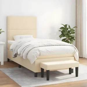 Cama com molas/colchão 90x190 cm tecido cor creme com Garantia Estendida