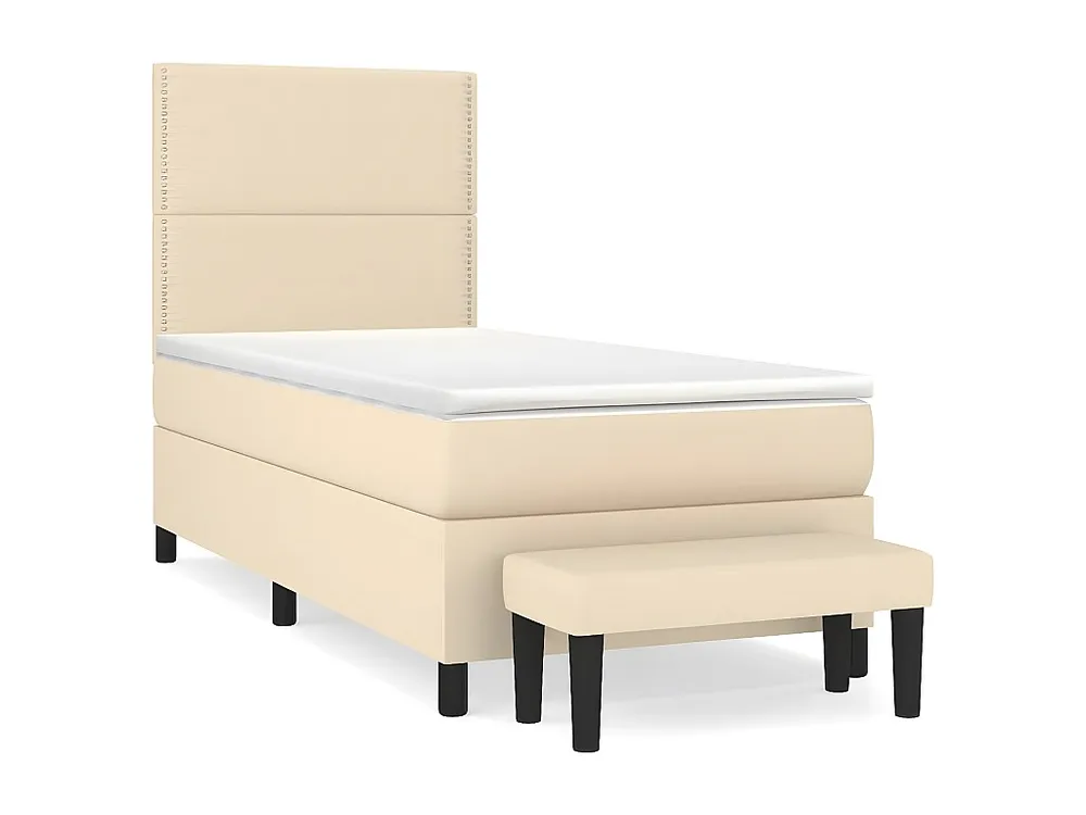 Cama com molas/colchão 90x190 cm tecido cor creme com Garantia Estendida