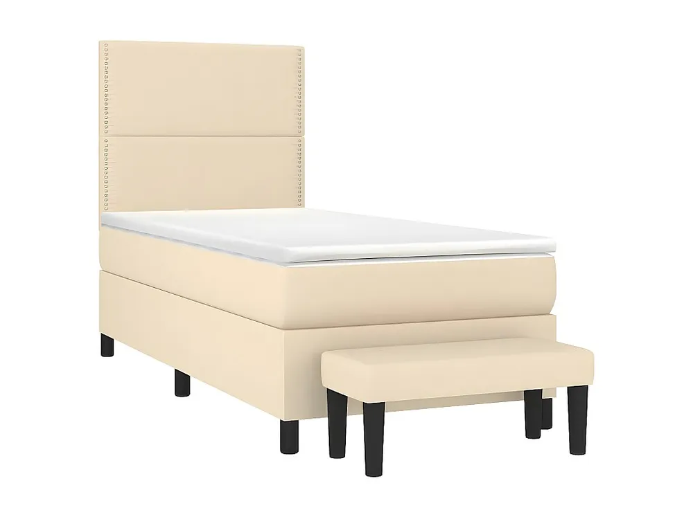 Cama com molas/colchão 90x190 cm tecido cor creme com Garantia Estendida