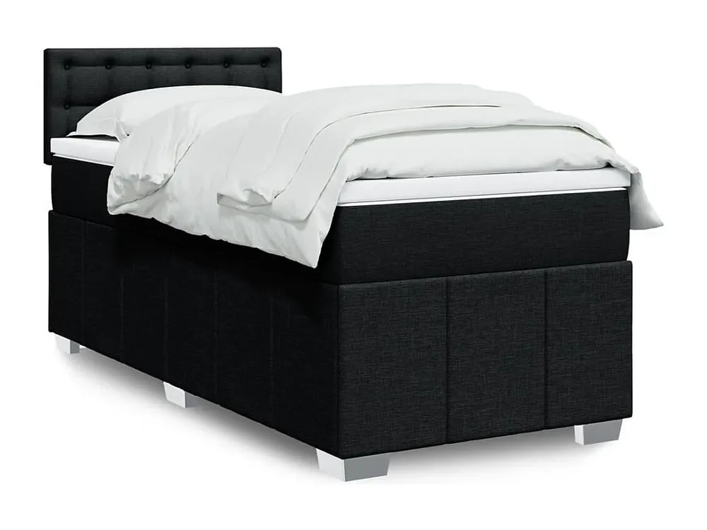 Cama com molas/colchão 90x190 cm tecido preto para Quartos de Casal