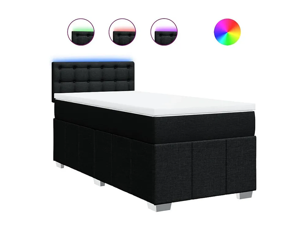 Cama com molas/colchão 90x190 cm tecido preto para Quartos de Casal