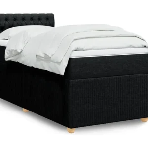 Cama com molas/colchão 90x190 cm tecido preto Edição com Espelho