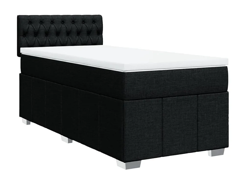 Cama com molas/colchão 90x190 cm tecido preto em Pinho Natural