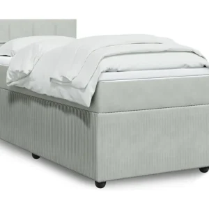 Cama com molas/colchão 90x190 cm veludo cinza-claro Medidas Queen Size