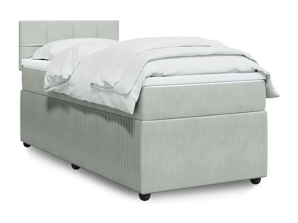 Cama com molas/colchão 90x190 cm veludo cinza-claro Medidas Queen Size