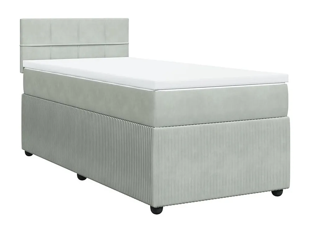 Cama com molas/colchão 90x190 cm veludo cinza-claro Medidas Queen Size