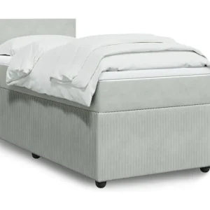 Cama com molas/colchão 90x190 cm veludo cinza-claro Fácil Montagem
