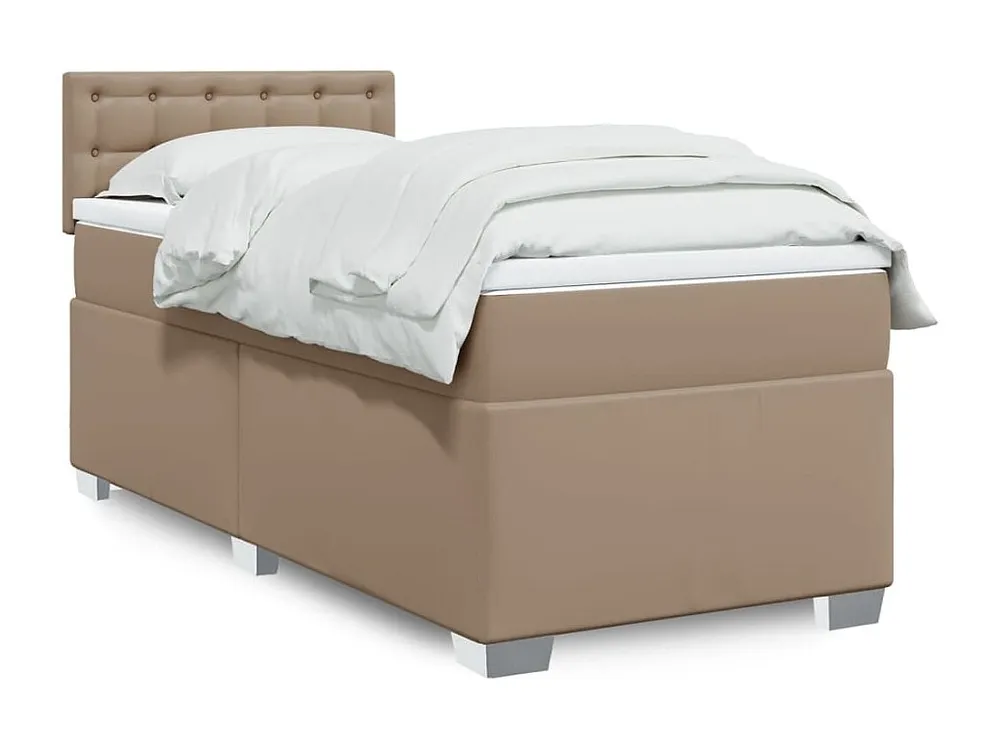 Cama com molas/colchão 90x200 cm couro artificial cappuccino com Garantia Estendida