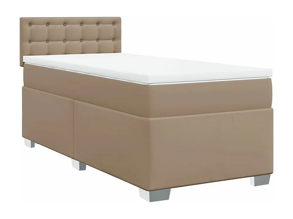 Cama com molas/colchão 90x200 cm couro artificial cappuccino com Garantia Estendida