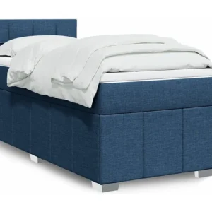 Cama com molas/colchão 90x200 cm tecido azul Tecido Resistente