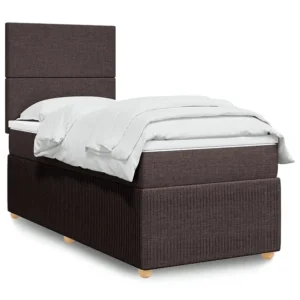 Cama com molas/colchão 90x200 cm tecido castanho-escuro com Garantia Estendida