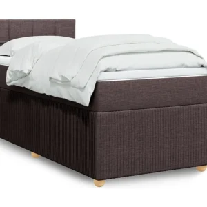 Cama com molas/colchão 90x200 cm tecido castanho-escuro Tecido Resistente