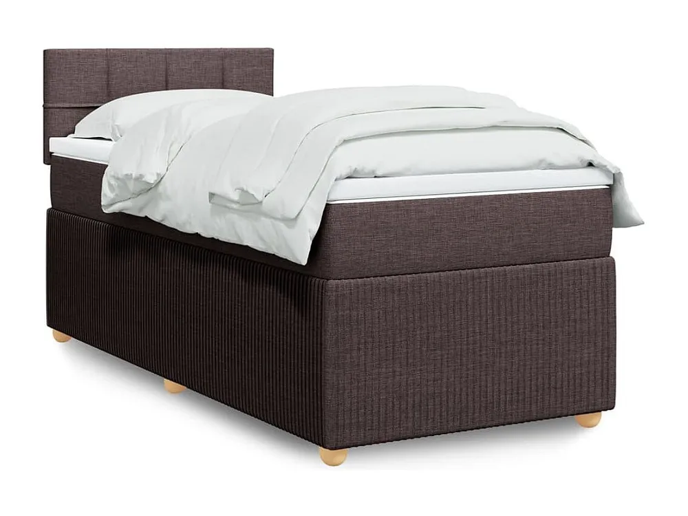 Cama com molas/colchão 90x200 cm tecido castanho-escuro Tecido Resistente