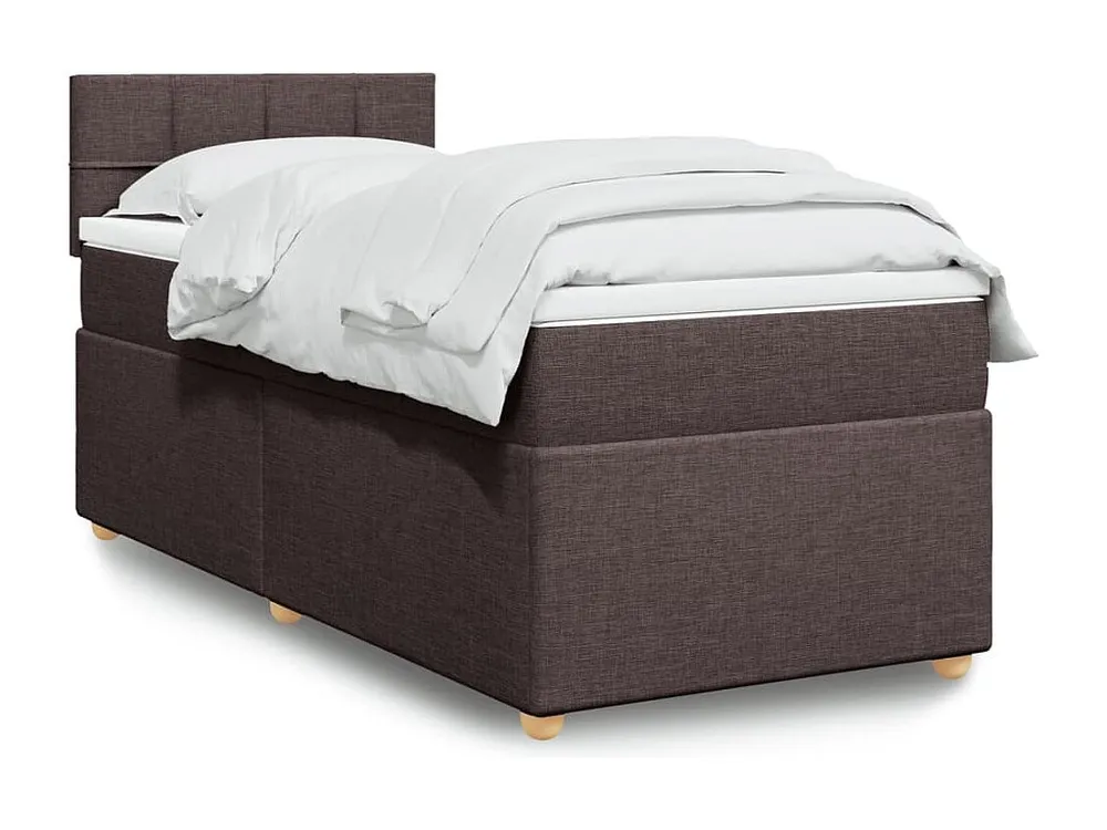 Cama com molas/colchão 90x200 cm tecido castanho-escuro com Cabideiro Incluso