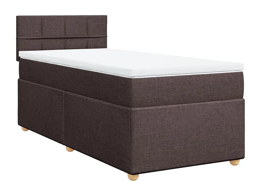 Cama com molas/colchão 90x200 cm tecido castanho-escuro com Cabideiro Incluso