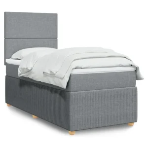 Cama com molas/colchão 90x200 cm tecido cinza-claro com Garantia Estendida