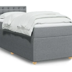Cama com molas/colchão 90x200 cm tecido cinza-claro para Organização de Roupas