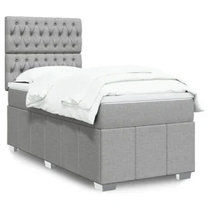 Cama com molas/colchão 90x200 cm tecido cinza-claro com Colchão Incluso