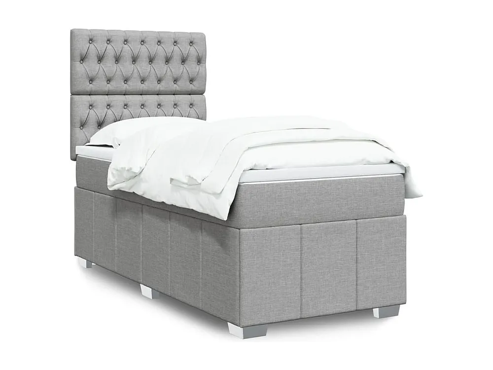 Cama com molas/colchão 90x200 cm tecido cinza-claro com Colchão Incluso