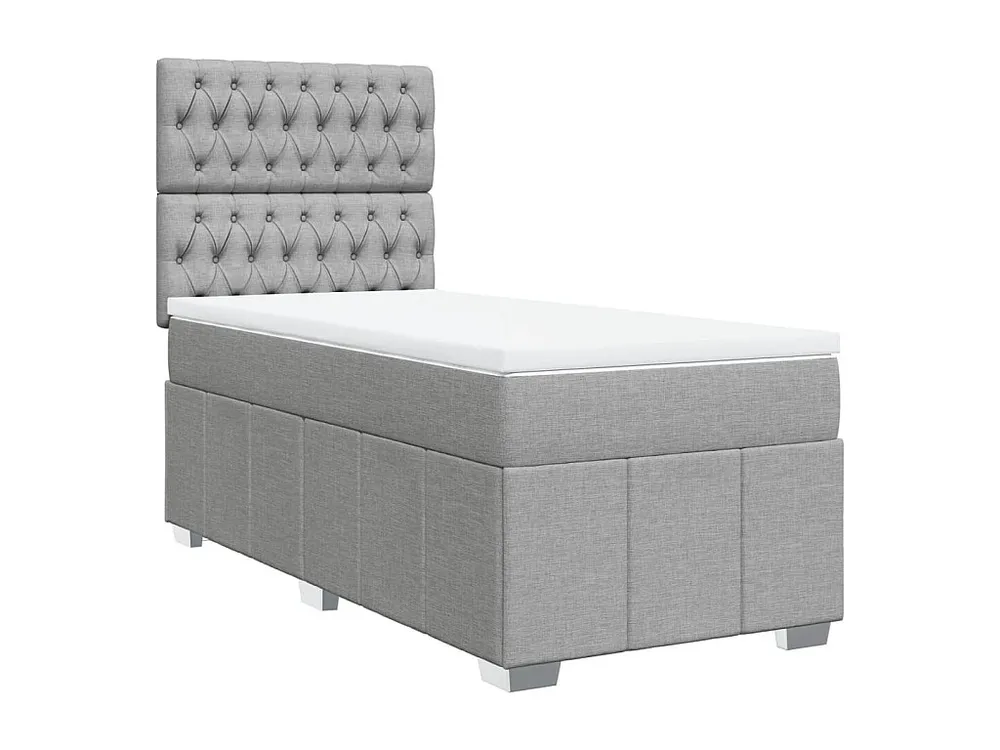 Cama com molas/colchão 90x200 cm tecido cinza-claro com Colchão Incluso
