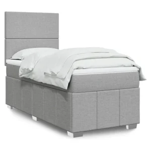 Cama com molas/colchão 90x200 cm tecido cinza-claro com Colchão Incluso