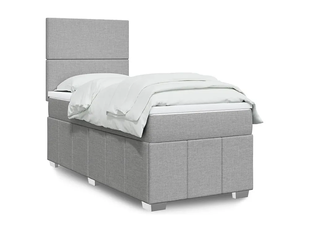 Cama com molas/colchão 90x200 cm tecido cinza-claro com Colchão Incluso
