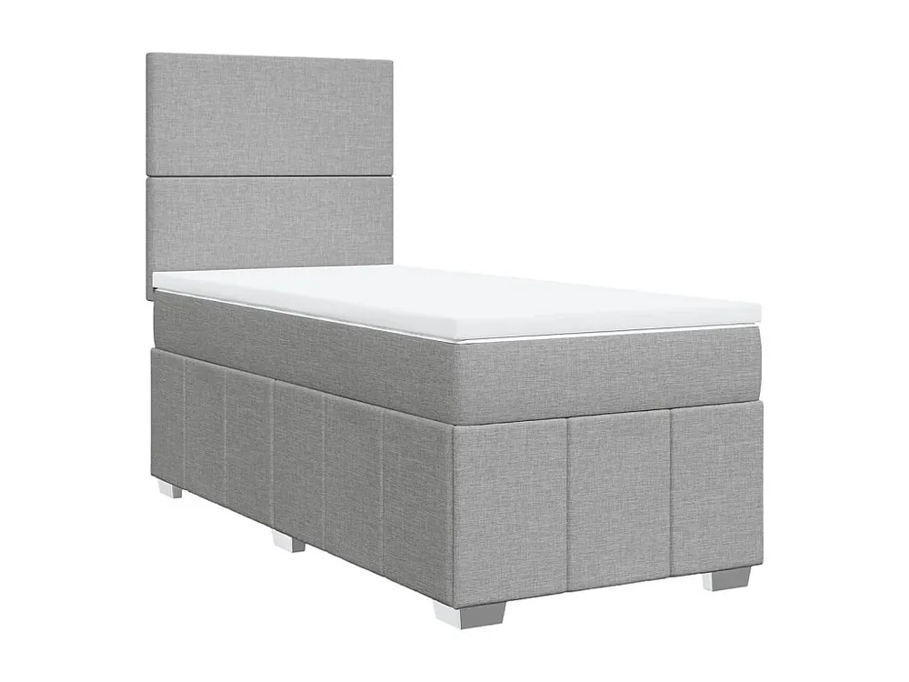 Cama com molas/colchão 90x200 cm tecido cinza-claro com Colchão Incluso
