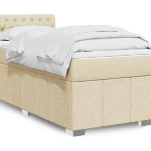 Cama com molas/colchão 90x200 cm tecido cor crème com Cabideiro Incluso