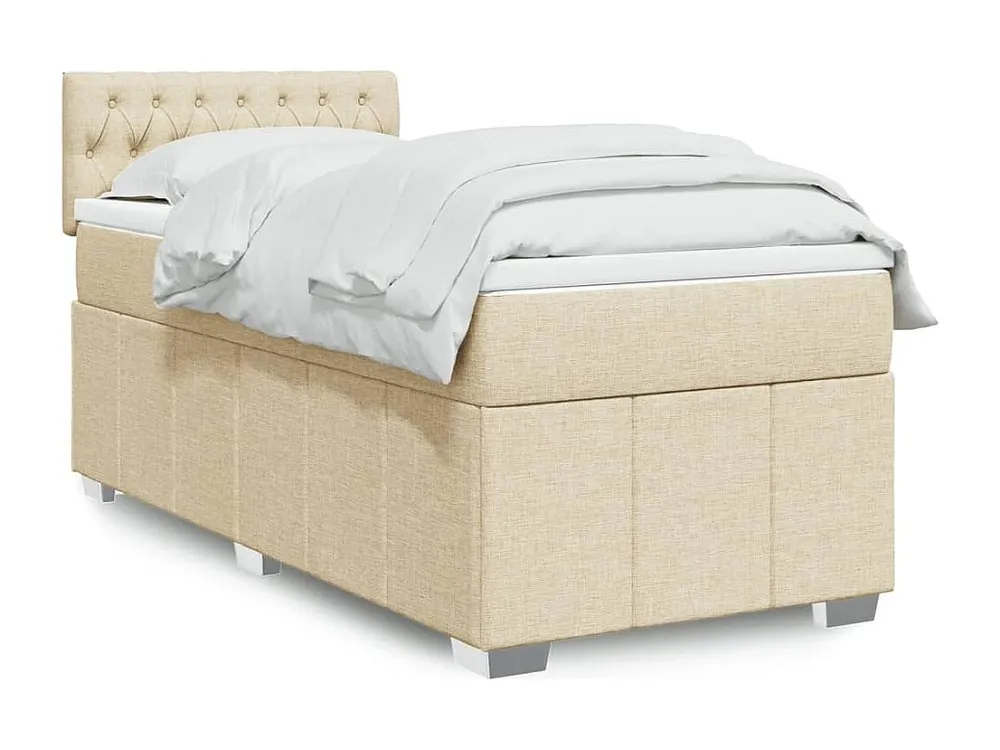 Cama com molas/colchão 90x200 cm tecido cor crème com Cabideiro Incluso