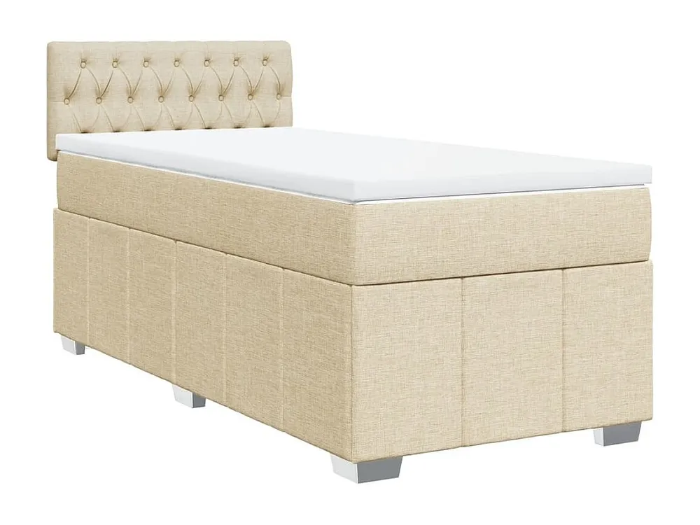 Cama com molas/colchão 90x200 cm tecido cor crème com Cabideiro Incluso