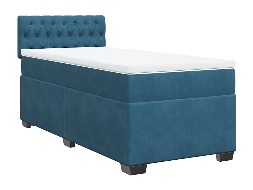 Cama com molas/colchão 90x200 cm veludo azul-escuro Fácil Montagem