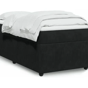 Cama com molas/colchão 90x200 cm veludo preto com Gavetas de Armazenamento