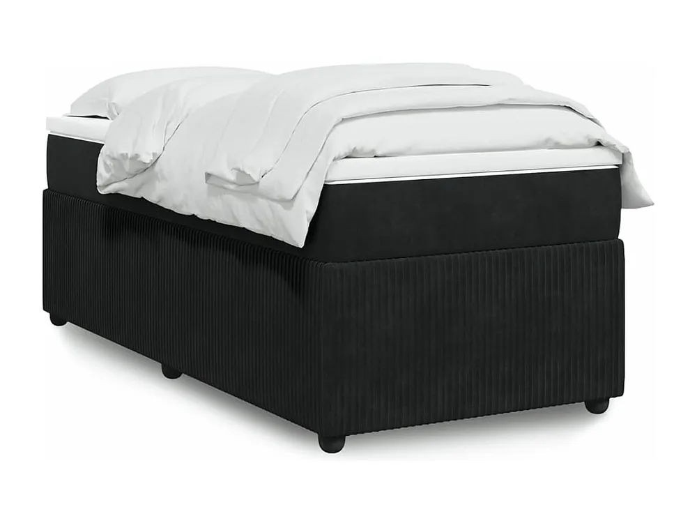 Cama com molas/colchão 90x200 cm veludo preto com Gavetas de Armazenamento
