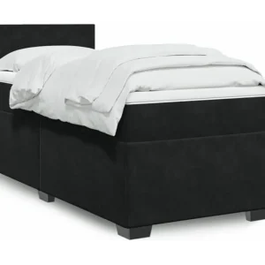 Cama com molas/colchão 90x200 cm veludo preto Tecido Resistente