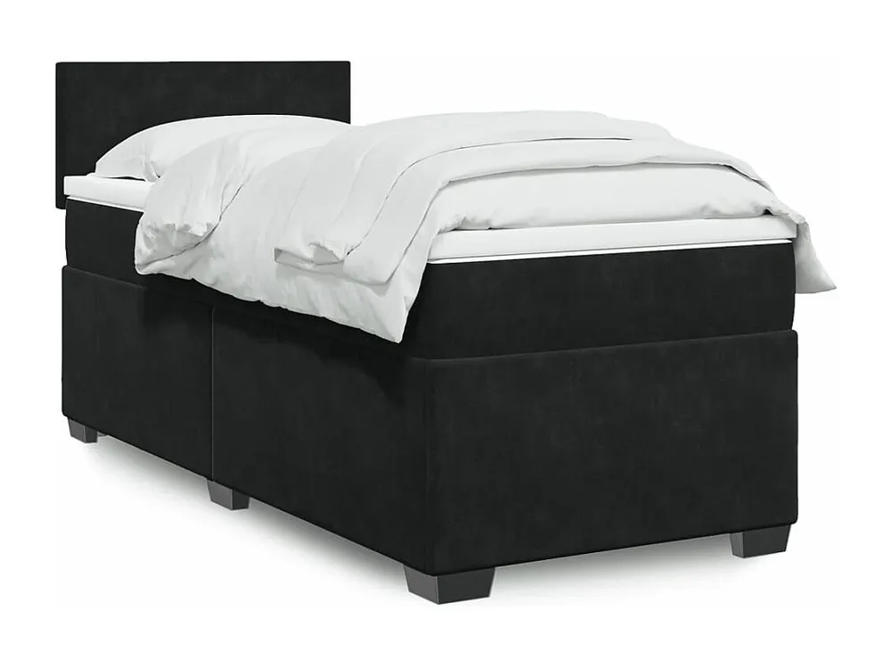 Cama com molas/colchão 90x200 cm veludo preto Tecido Resistente