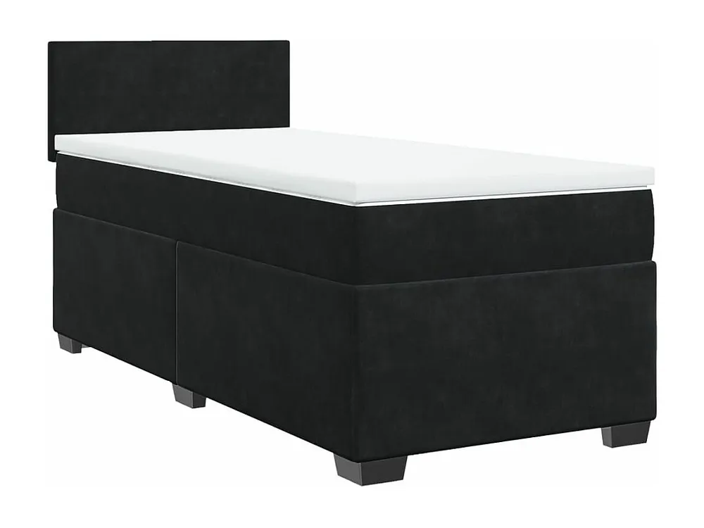 Cama com molas/colchão 90x200 cm veludo preto Tecido Resistente