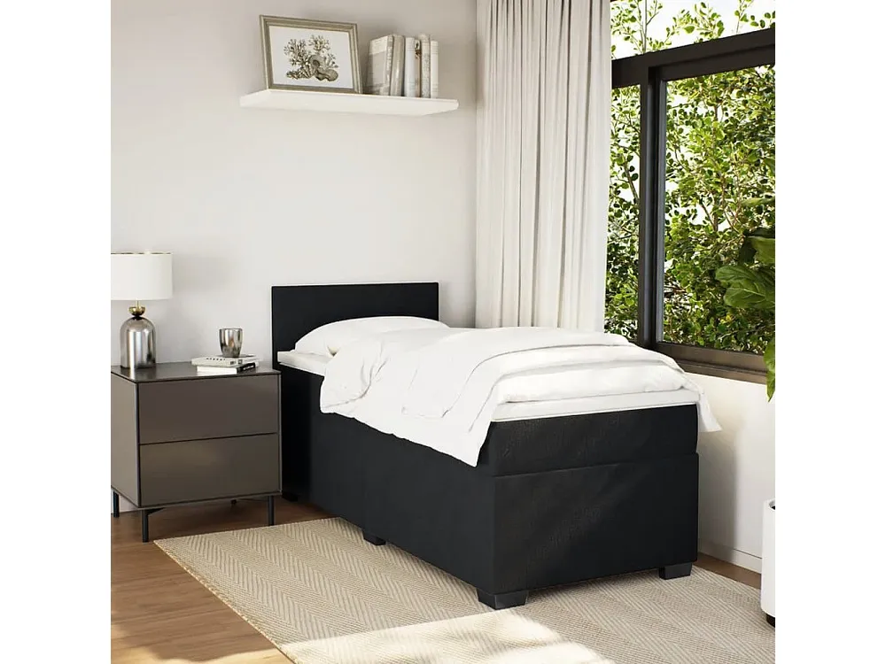 Cama com molas/colchão 90x200 cm veludo preto Tecido Resistente