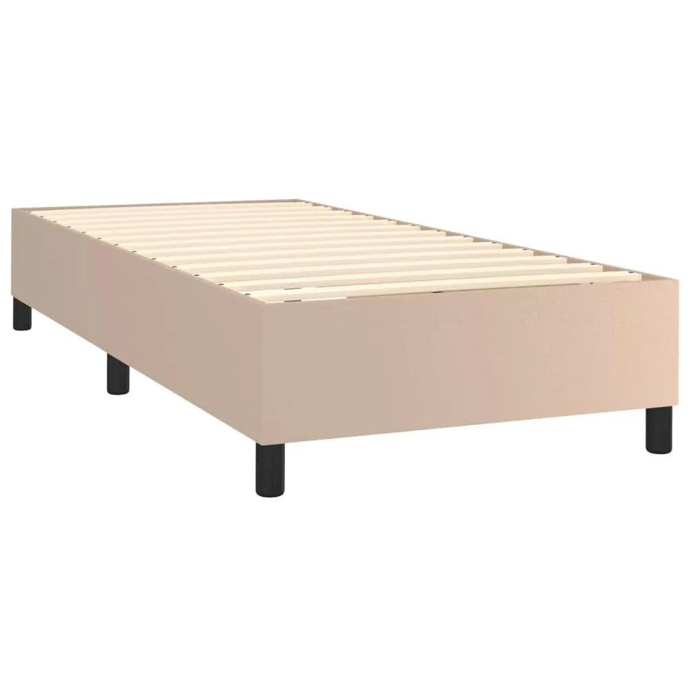 Cama com molasemcolchão 100x200 cm couro artificial cappuccino com Gavetas de Armazenamento