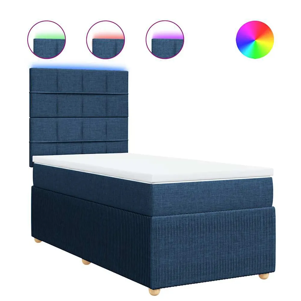 Cama com molasemcolchão 100x200 cm tecido azul com Pés Ajustáveis