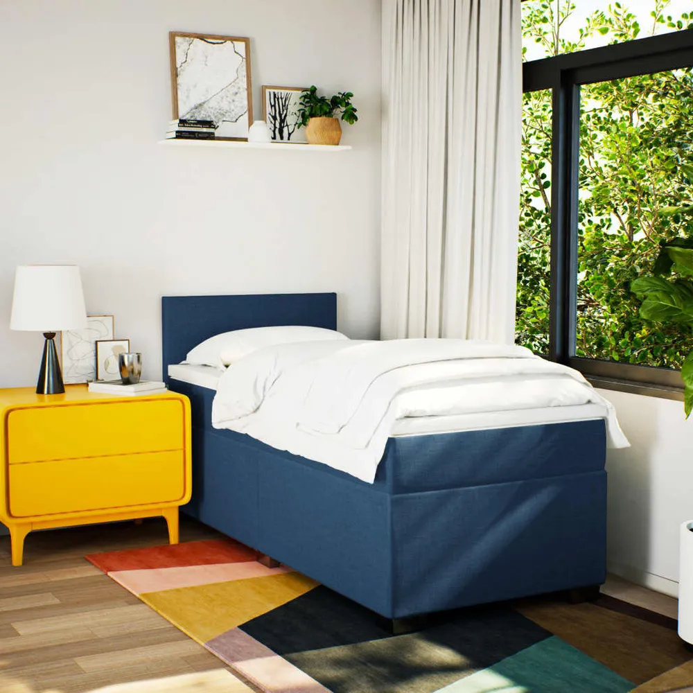 Cama com molasemcolchão 100x200 cm tecido azul com Cabideiro Incluso