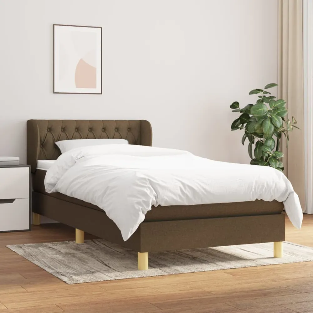 Cama com molasemcolchão 100x200 cm tecido castanho-escuro | Design Escandinavo |