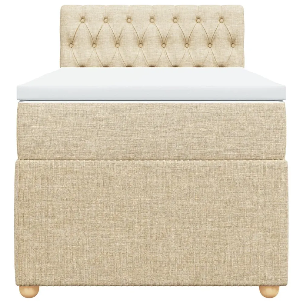 Cama com molasemcolchão 100x200 cm tecido cor creme | Montagem Inclusa