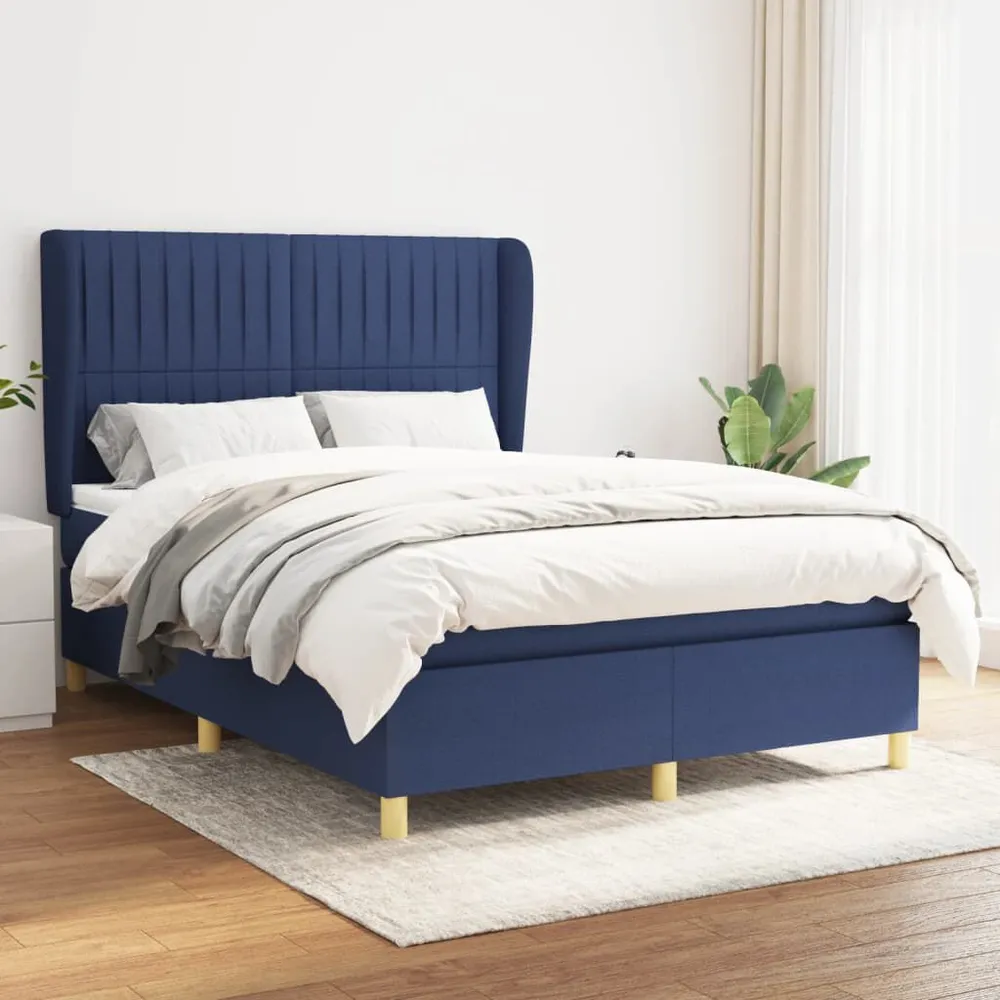 Cama com molasemcolchão 140x190 cm tecido azul com Garantia Estendida