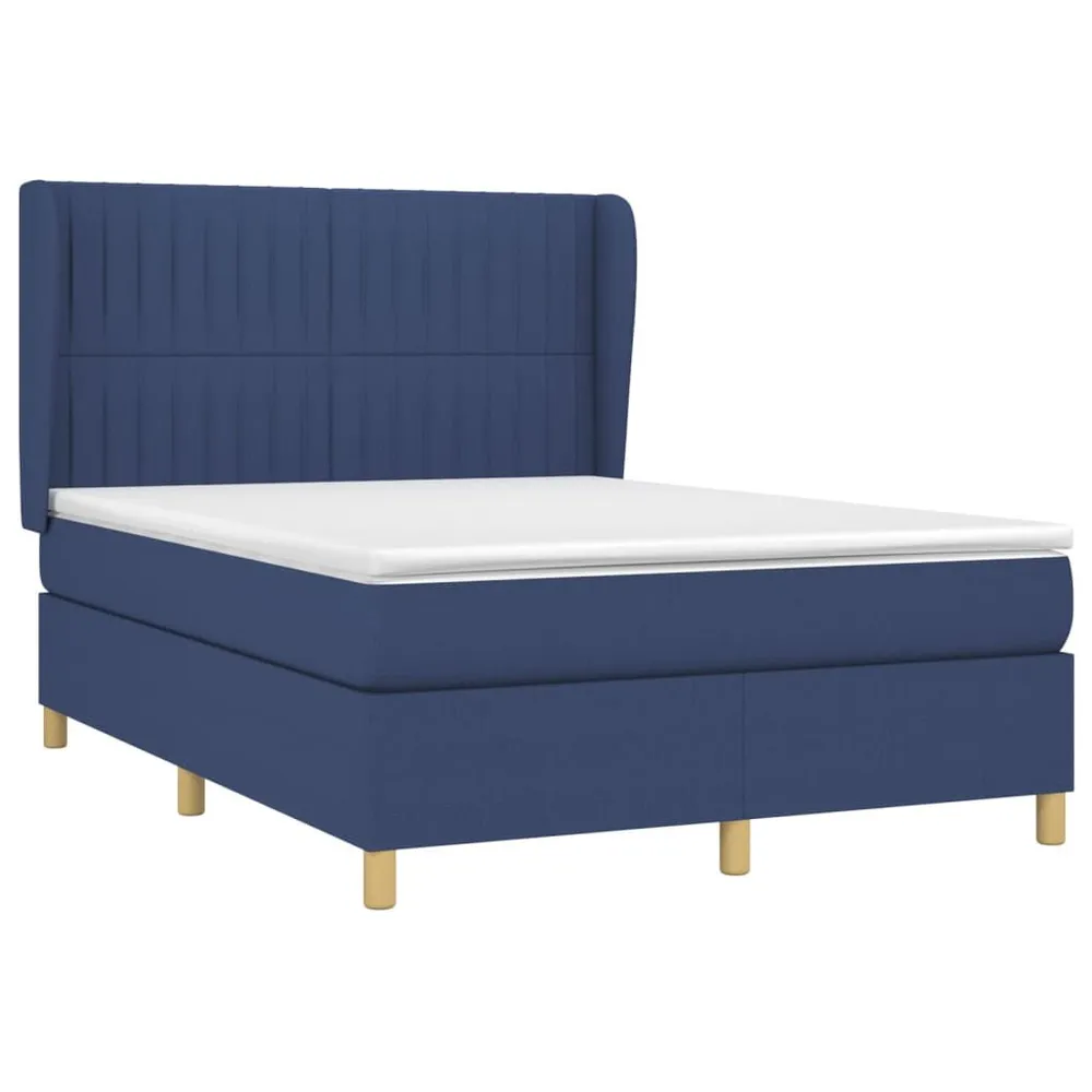 Cama com molasemcolchão 140x190 cm tecido azul com Garantia Estendida