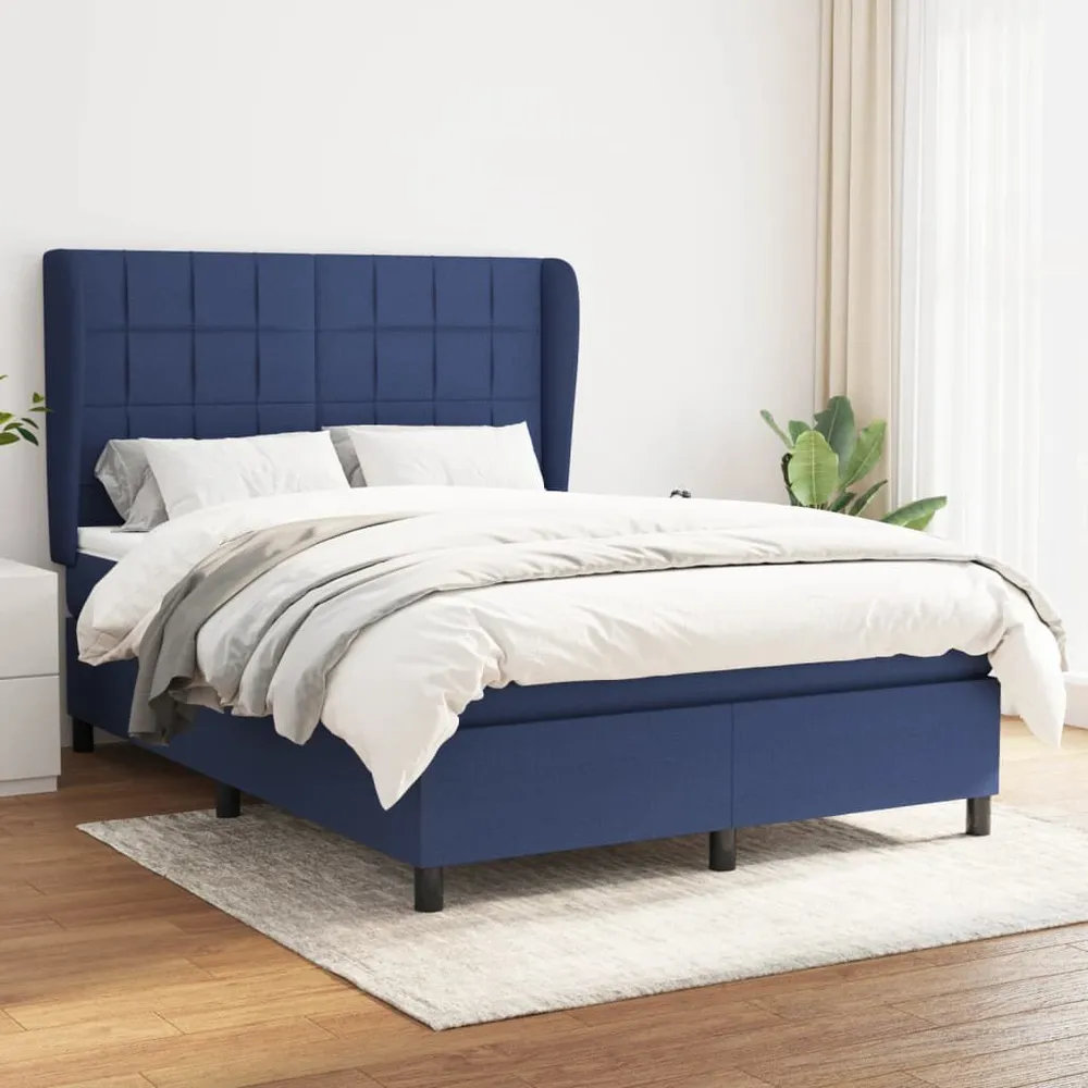 Cama com molasemcolchão 140x190 cm tecido azul para Quartos de Casal