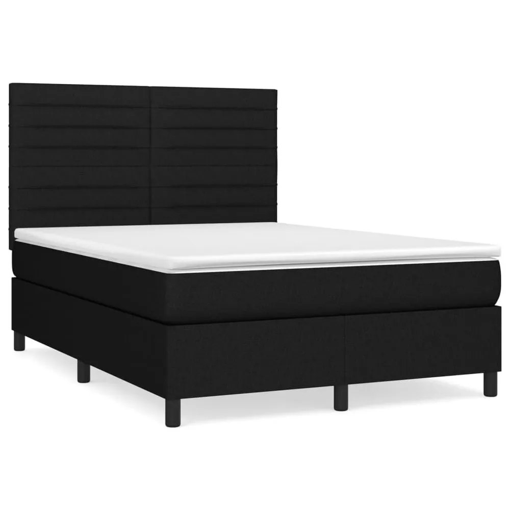 Cama com molasemcolchão 140x190 cm tecido preto com Pés Ajustáveis