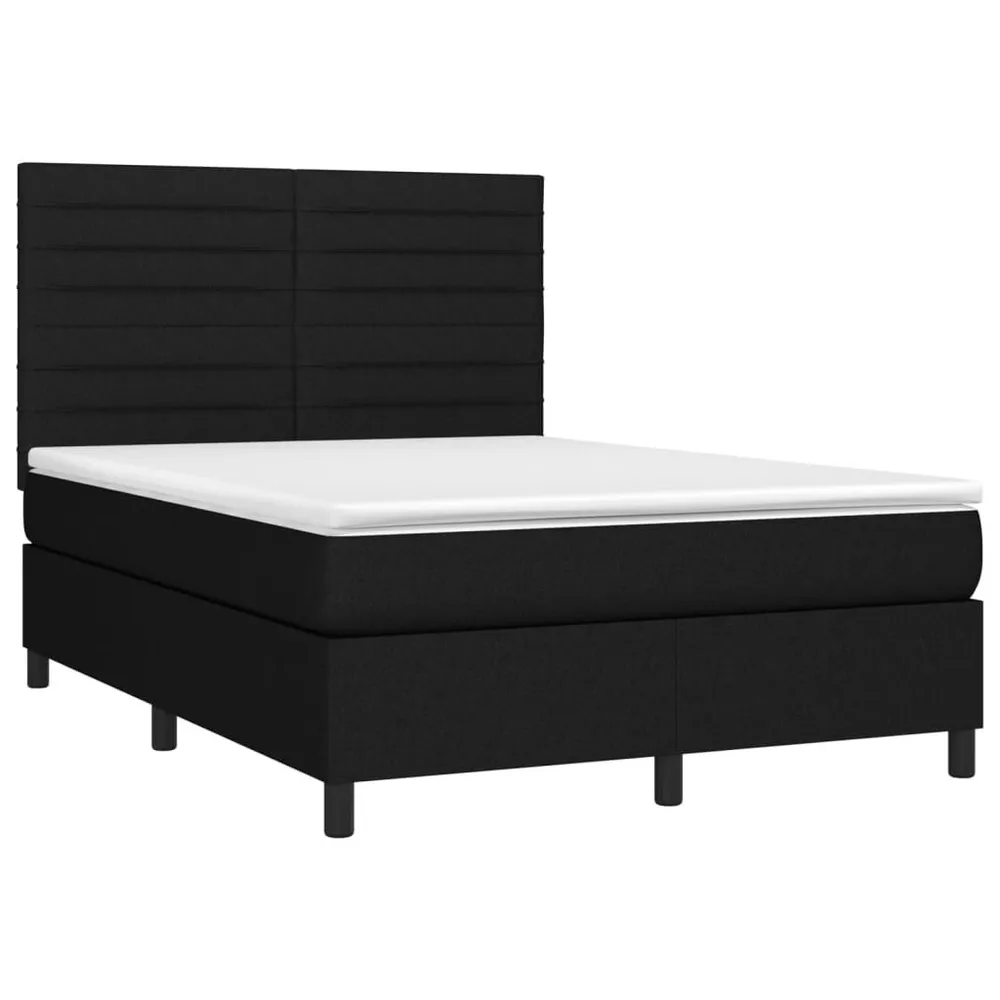 Cama com molasemcolchão 140x190 cm tecido preto com Pés Ajustáveis