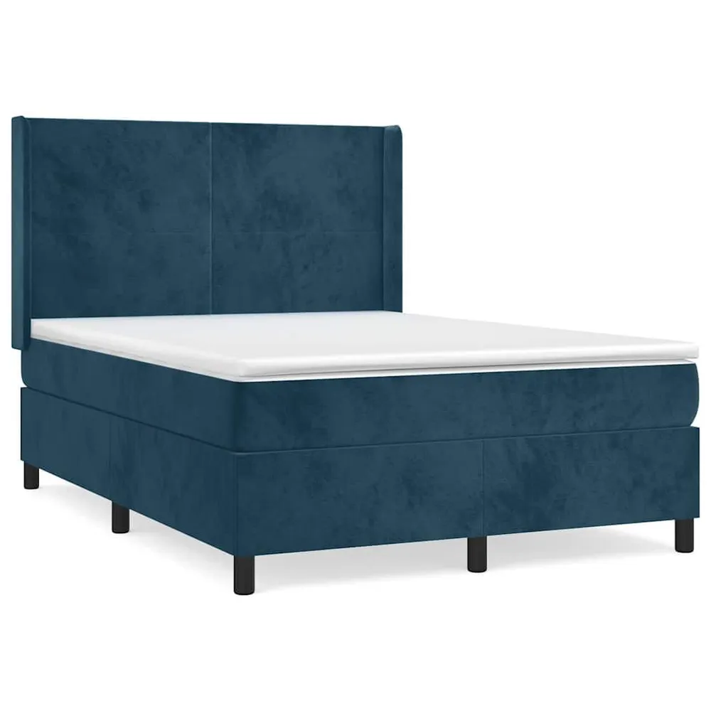 Cama com molasemcolchão 140x190 cm veludo azul-escuro para Organização de Roupas